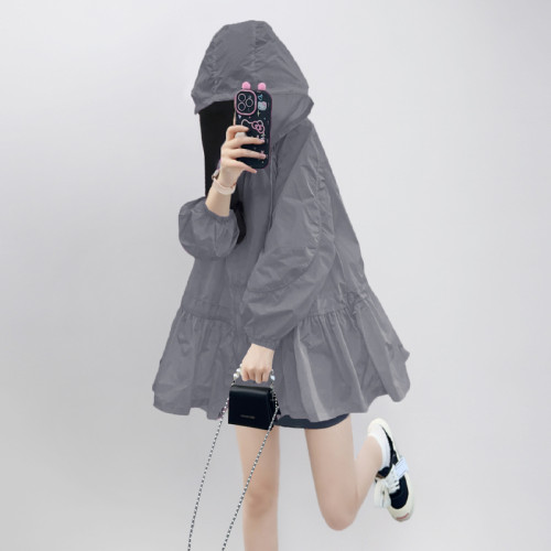 灰色薄款防曬服女款2025新款輕奢高級感超火外套夏季時尚防曬衣女