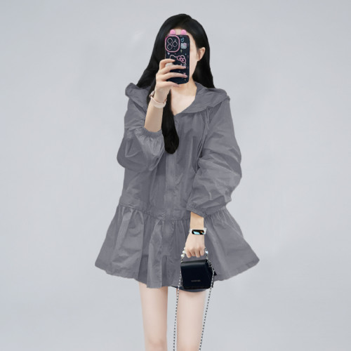 灰色薄款防曬服女款2025新款輕奢高級感超火外套夏季時尚防曬衣女
