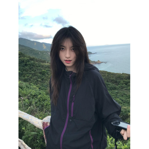 夏季黑色防曬衣女2025新款寬松時尚百搭輕薄透氣防紫外線防曬服潮