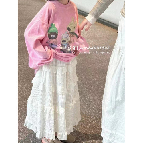 韓國童裝女童半身裙紗裙2025秋裝女孩花邊仙女裙子兒童公主裙長裙