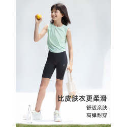 瘋狂因子兒童抽褶背心女童抗菌吸溼透氣無袖T恤夏季薄款速乾上衣