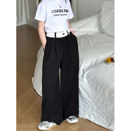 女童輕薄防蚊褲中大童涼涼速乾褲休閒2025夏季兒童寬松直筒濶腿褲