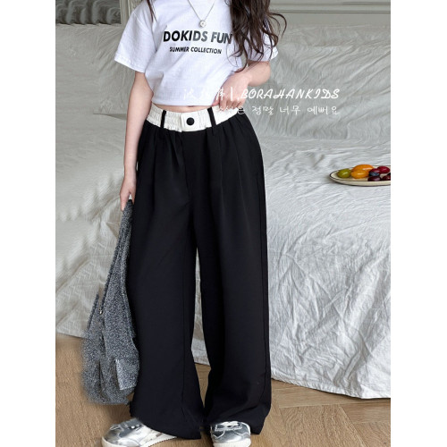 女童輕薄防蚊褲中大童涼涼速乾褲休閒2025夏季兒童寬松直筒濶腿褲