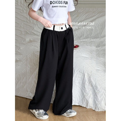 女童輕薄防蚊褲中大童涼涼速乾褲休閒2025夏季兒童寬松直筒濶腿褲