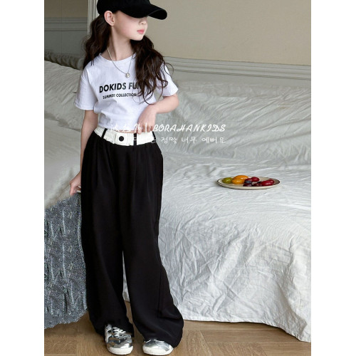 女童輕薄防蚊褲中大童涼涼速乾褲休閒2025夏季兒童寬松直筒濶腿褲