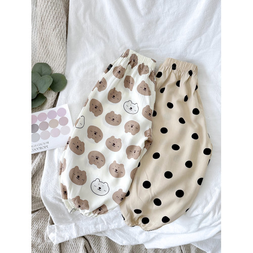 寶寶防蚊褲2025新款1-3嵗嬰兒棉綢褲子女童夏款長褲男孩子燈籠褲