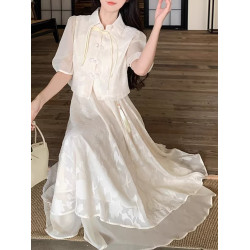 女童連衣裙套裝新款女孩夏季國風洋氣裙子夏裝大童女裝親子裝漢服