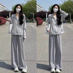 halfpart防曬衣女小個子2025冰絲防紫外線女士休閒運動服套裝新款