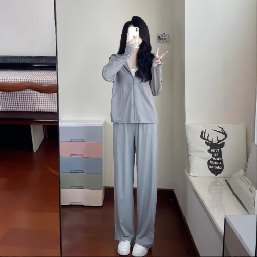 halfpart防曬衣女小個子2025冰絲防紫外線女士休閒運動服套裝新款