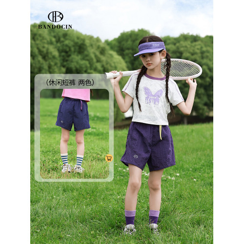 親子女童褲子夏季薄款洋氣中大童2025新款兒童夏裝休閒運動短褲子