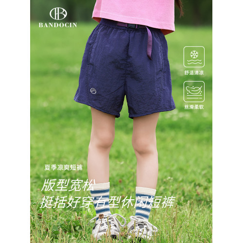親子女童褲子夏季薄款洋氣中大童2025新款兒童夏裝休閒運動短褲子