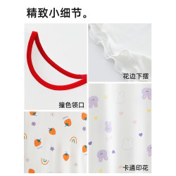蔚未來女童睡裙夏季2025新款兒童莫代爾短袖睡衣親子裝卡通家居服