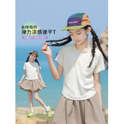 女童速乾衣夏季兒童薄款短袖T恤運動羽毛球服女大童網球訓練上衣t