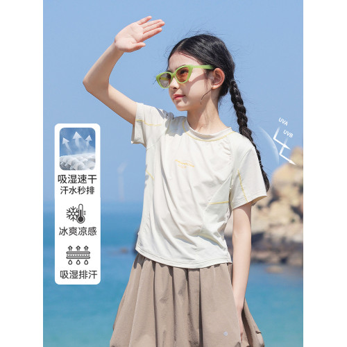 女童速乾衣夏季兒童薄款短袖T恤運動羽毛球服女大童網球訓練上衣t