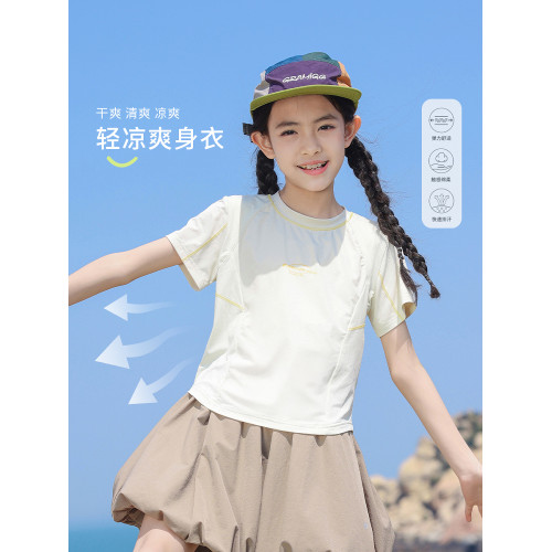 女童速乾衣夏季兒童薄款短袖T恤運動羽毛球服女大童網球訓練上衣t