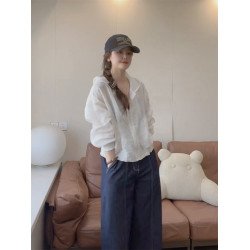 韓系連帽薄款防曬衣外套女2025夏季寬松減齡輕薄透氣刺綉苧麻上衣