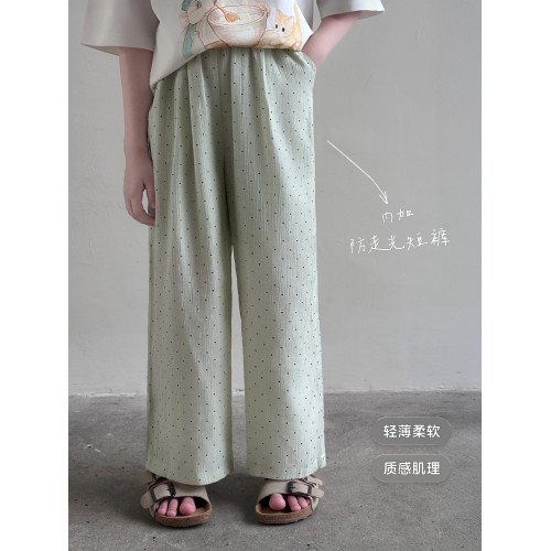 【波點褲】藍小爸童裝女童親子波點休閒褲夏季新款兒童直筒濶腿褲