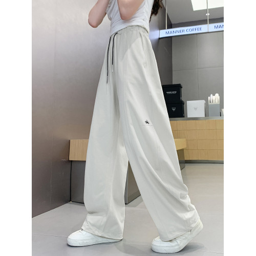 女童冰絲棉防蚊褲夏季新款女孩直筒女孩兒童運動長褲中大童薄白色