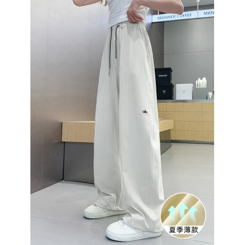 女童冰絲棉防蚊褲夏季新款女孩直筒女孩兒童運動長褲中大童薄白色