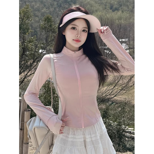 灰色立領冰絲防曬衣女2025新款夏季薄款小個子戶外修身防曬服外套