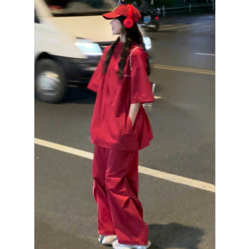 鹽系休閒運動套裝女2024夏季防曬衣女輕薄透氣防紫外線大碼三件套