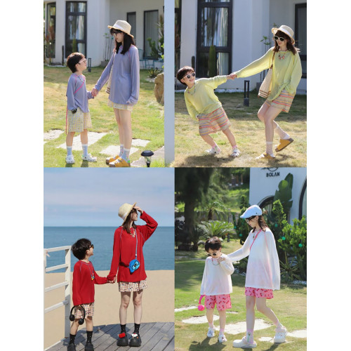 防曬衣女童親子裝一家三口四口夏季母子母女全家裝沙灘海邊度假夏