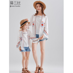 新疆大西北度假風防曬開衫親子裝女童夏季薄款海邊防曬衣兒童外套