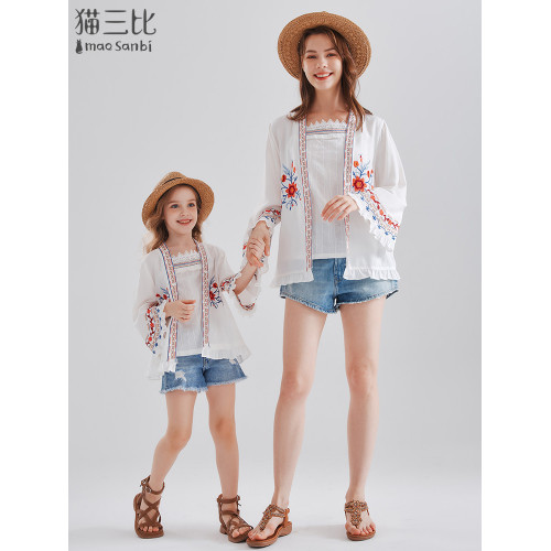 新疆大西北度假風防曬開衫親子裝女童夏季薄款海邊防曬衣兒童外套