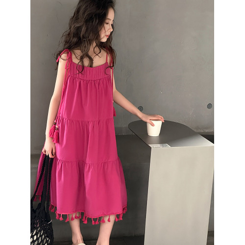 女童吊帶連衣裙夏裝2025新款絕美公主長裙兒童洋氣小女孩度假裙子