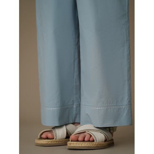 哈齒童裝夏季薄款兒童寬松休閒褲清新藍色直筒褲女童長褲親膚全棉