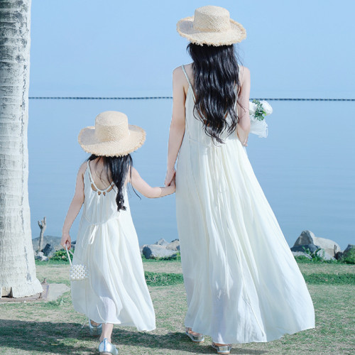 親子裝夏季海南三雲南亞海邊度假多巴胺母女裝寬松沙灘雪紡