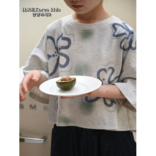 超好看女孩短款韓範純棉上衣2025新款洋氣女童夏裝兒童短袖T恤