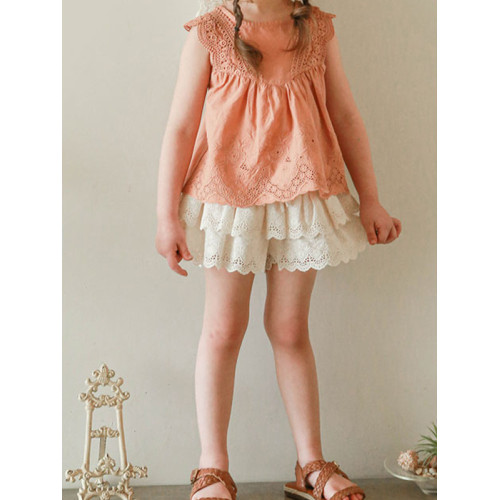女童短褲夏裝2025新款韓國童裝兒童女孩洋氣雙層鏤空花邊蛋糕裙褲