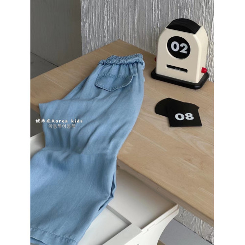 波拉bora韓國童裝女童天絲時髦褲牛仔褲2025新款褲子兒童直筒褲