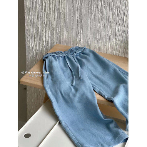 波拉bora韓國童裝女童天絲時髦褲牛仔褲2025新款褲子兒童直筒褲