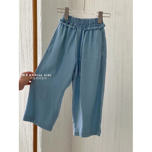 波拉bora韓國童裝女童天絲時髦褲牛仔褲2025新款褲子兒童直筒褲