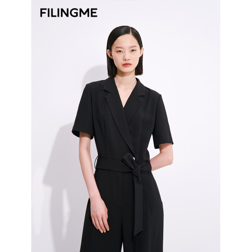 菲埃琳FILINGME 25夏新款時尚垂感工裝風短袖連體褲連體衣女