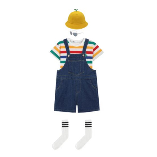 兒童演出服男女童牛仔背帶短褲幼兒園舞蹈服夏季親子裝畢業合唱服