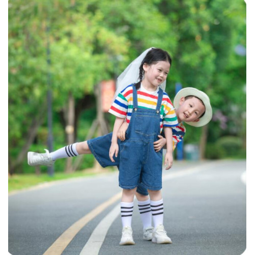 兒童演出服男女童牛仔背帶短褲幼兒園舞蹈服夏季親子裝畢業合唱服