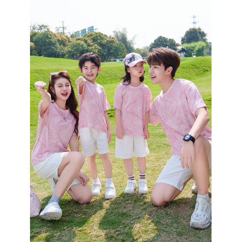 親子裝夏一家三口四口2025新款夏季短袖t恤母女套裝全家母子家庭