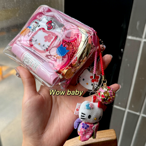 hellokitty化妝包迷你防水PVC透明印花收納包日系卡通L包夏日手包
