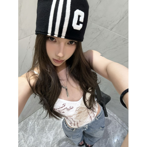 歐美辣妹風印花蕾絲吊帶連體衣女2025夏季新款性感修身微透上衣