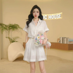 Basic House/百家好25夏薄款氣質減齡紐釦腰帶連體衣B0185B5D352