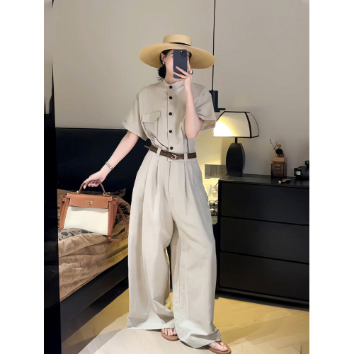老錢風輕奢氣質連體褲女2025夏季新款高級感大方得體亞麻連體衣潮