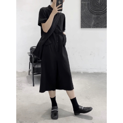 暗黑小衆寬松直筒大碼連體褲女2025夏季薄款工裝吊襠褲連體衣