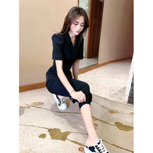 BEBE NOBLE西裝連體褲女2025夏季新款薄款氣質設計感高腰連體衣褲