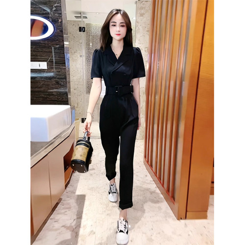 BEBE NOBLE西裝連體褲女2025夏季新款薄款氣質設計感高腰連體衣褲