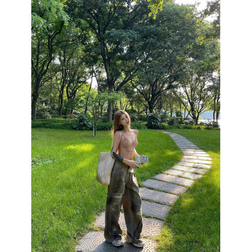 GARIS 歐美辣妹風蕾絲吊帶背心性感純欲鏤空連體衣修身上衣女夏季