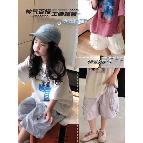 美妞之城 推薦 立體裁剪夏季薄款工裝短褲中大童學生褲子 親子裝