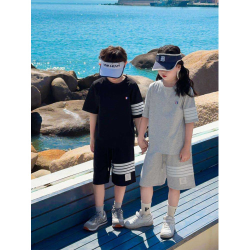 純棉寬松tb兒童短袖套裝夏季男童T恤2025時髦洋氣大童短褲親子裝